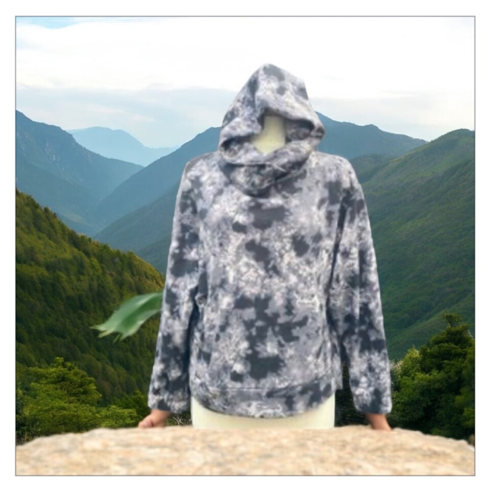 Shambahala Black -Grey Tie Dye Hoodie Sz Xs -Oversized NWOT -lake hoody!